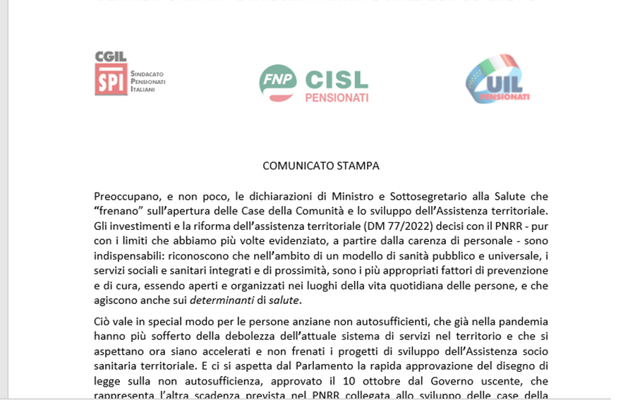 Comunicato stampa unitario 4 novembre